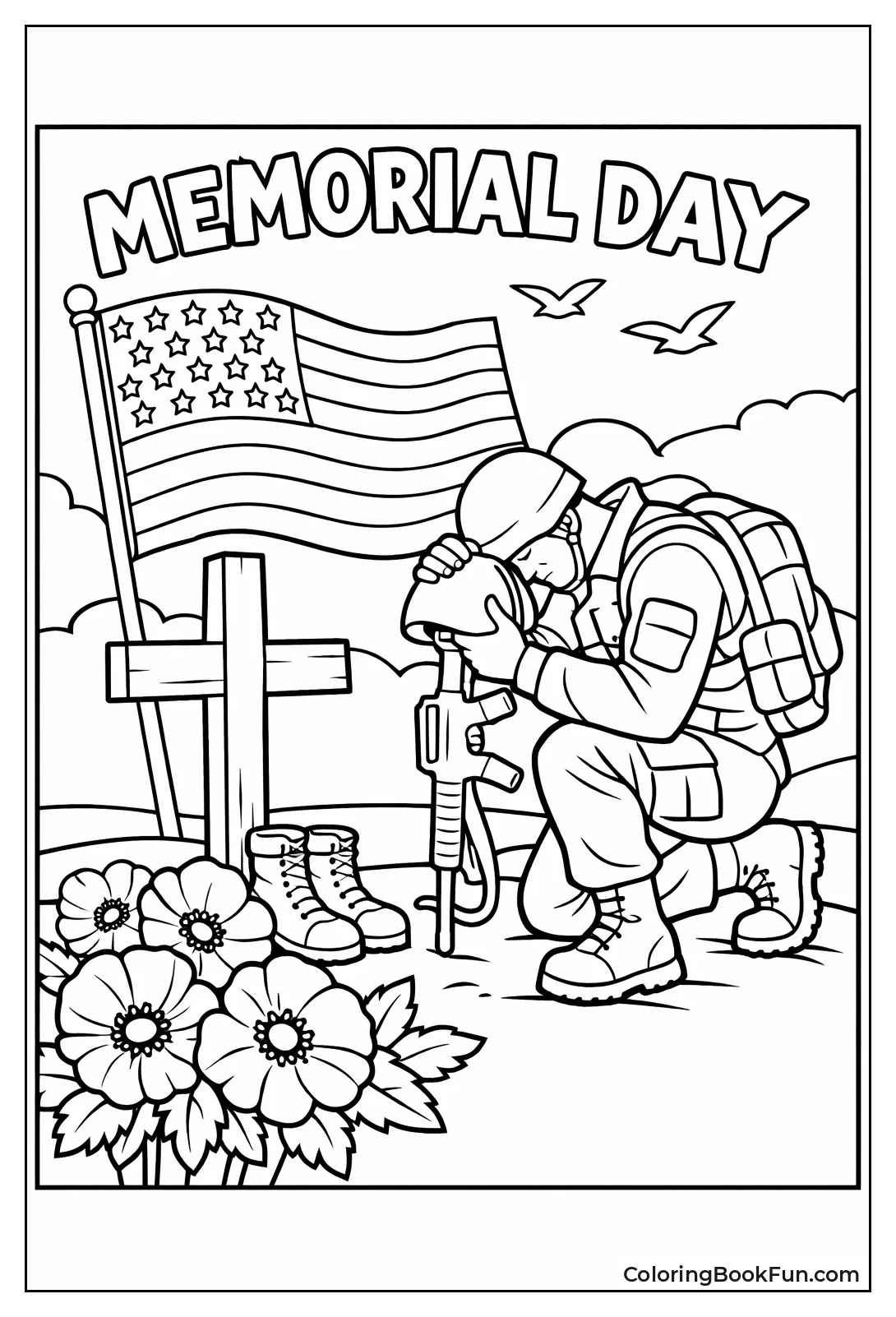 Soldier with Cross and Poppies