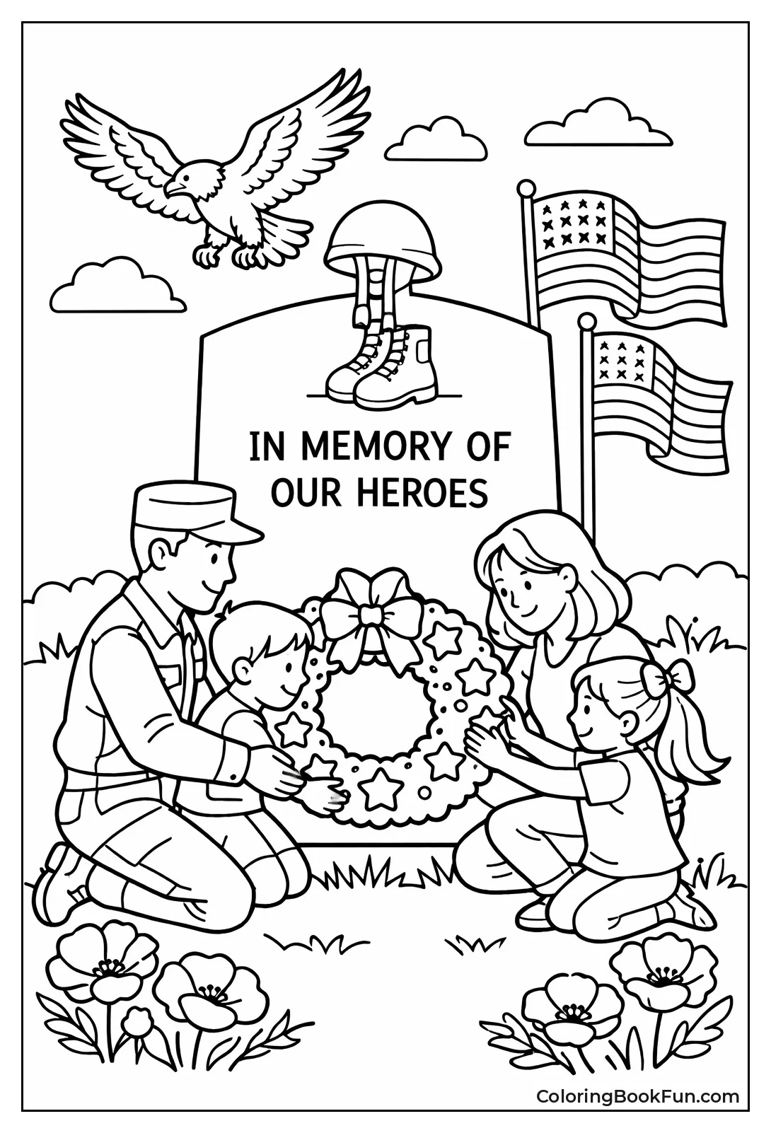 Family Placing Memorial Wreath