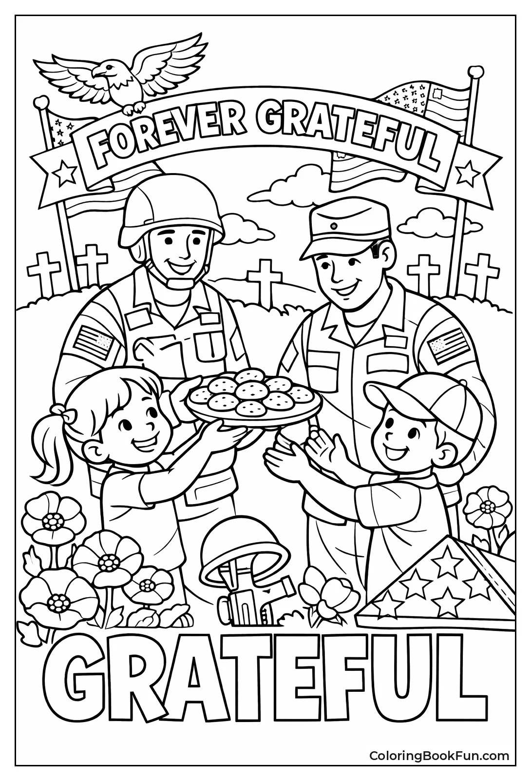 Kids Offer Cookies to Soldiers