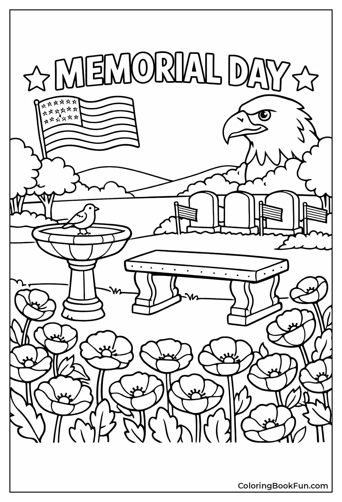 Garden with Poppy Rows