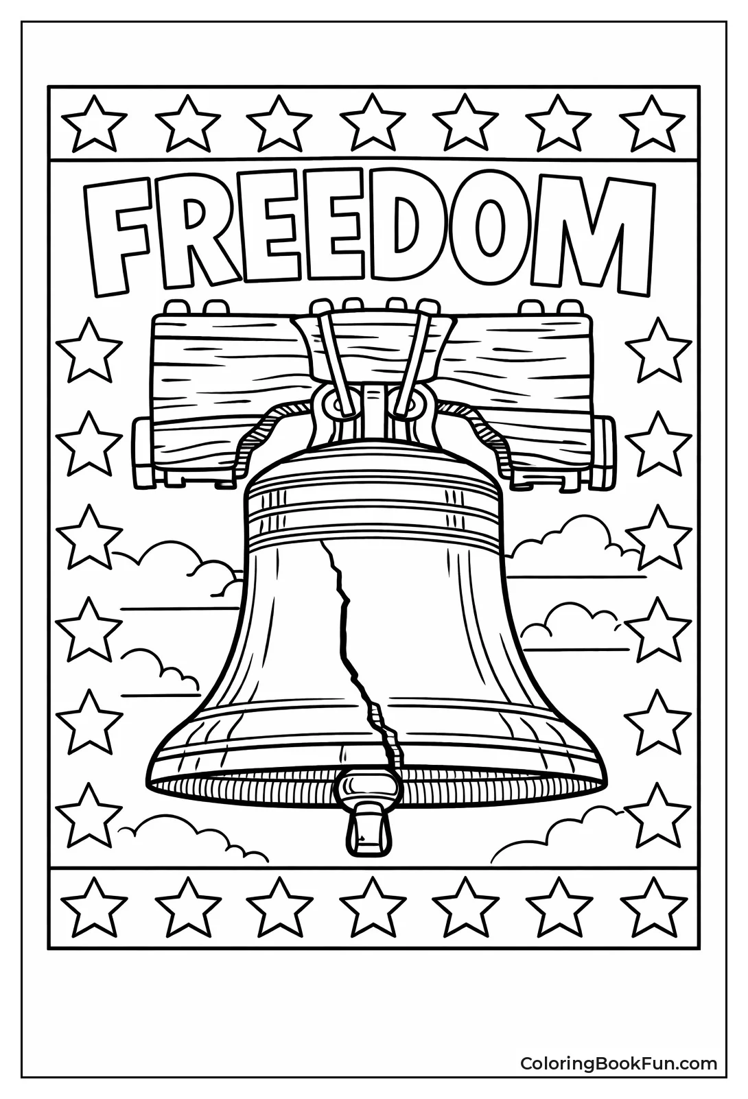 Cracked Liberty Bell with Stars