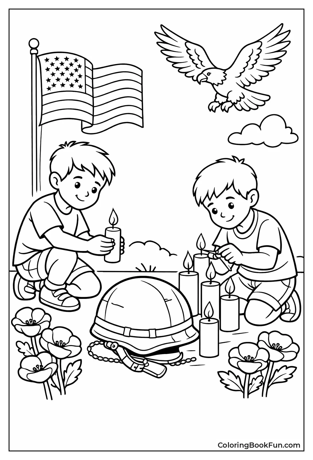 Boys Lighting Memorial Candles