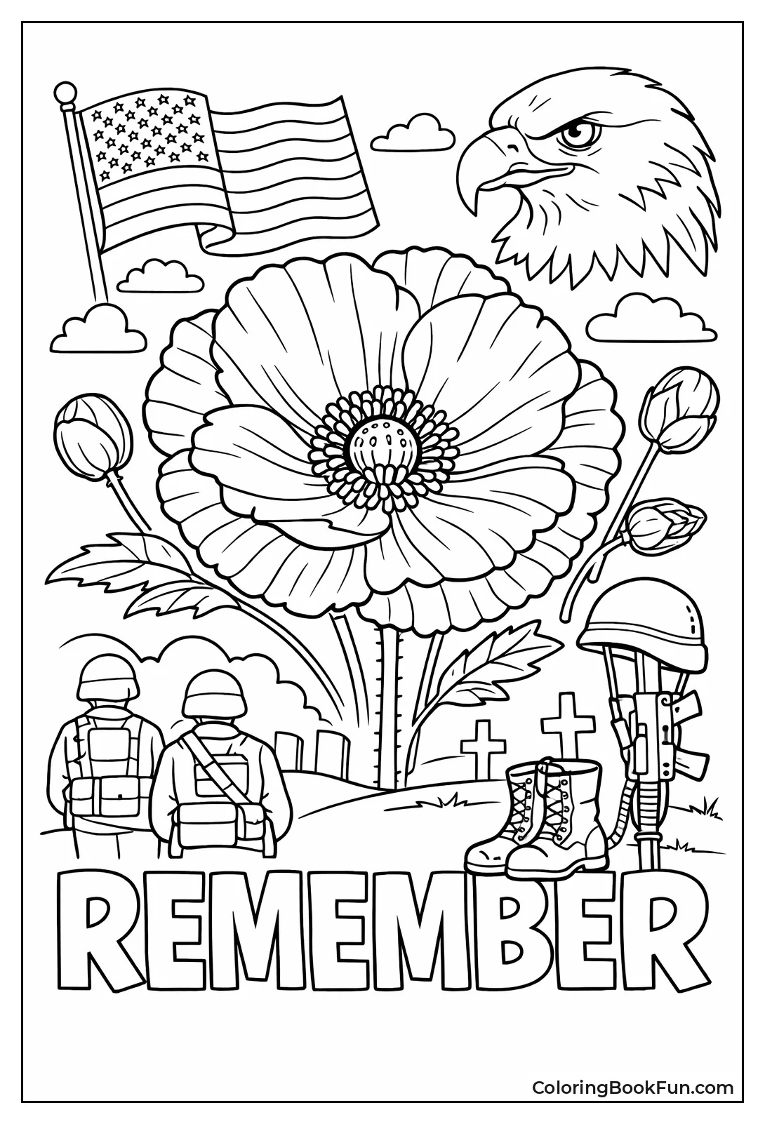 Blooming Memorial Poppy Flower