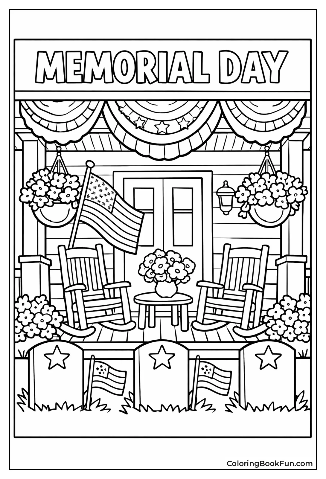 Porch with Flag Bunting