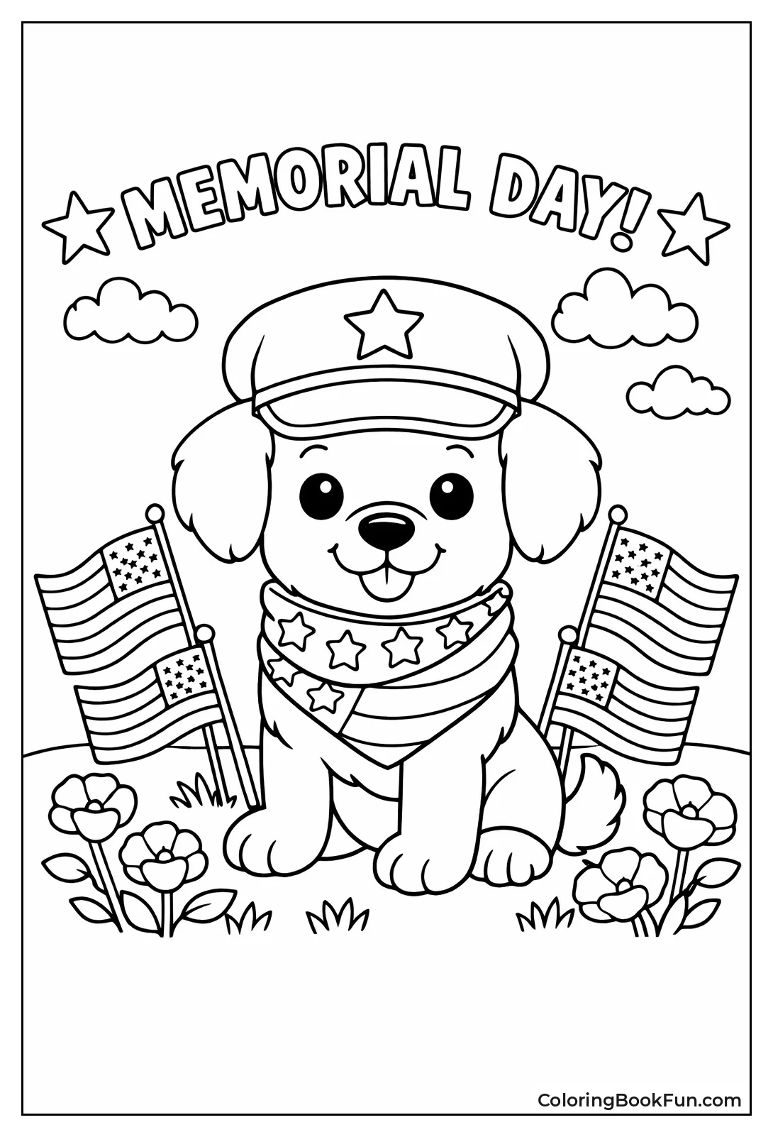 Puppy in Patriotic Scarf