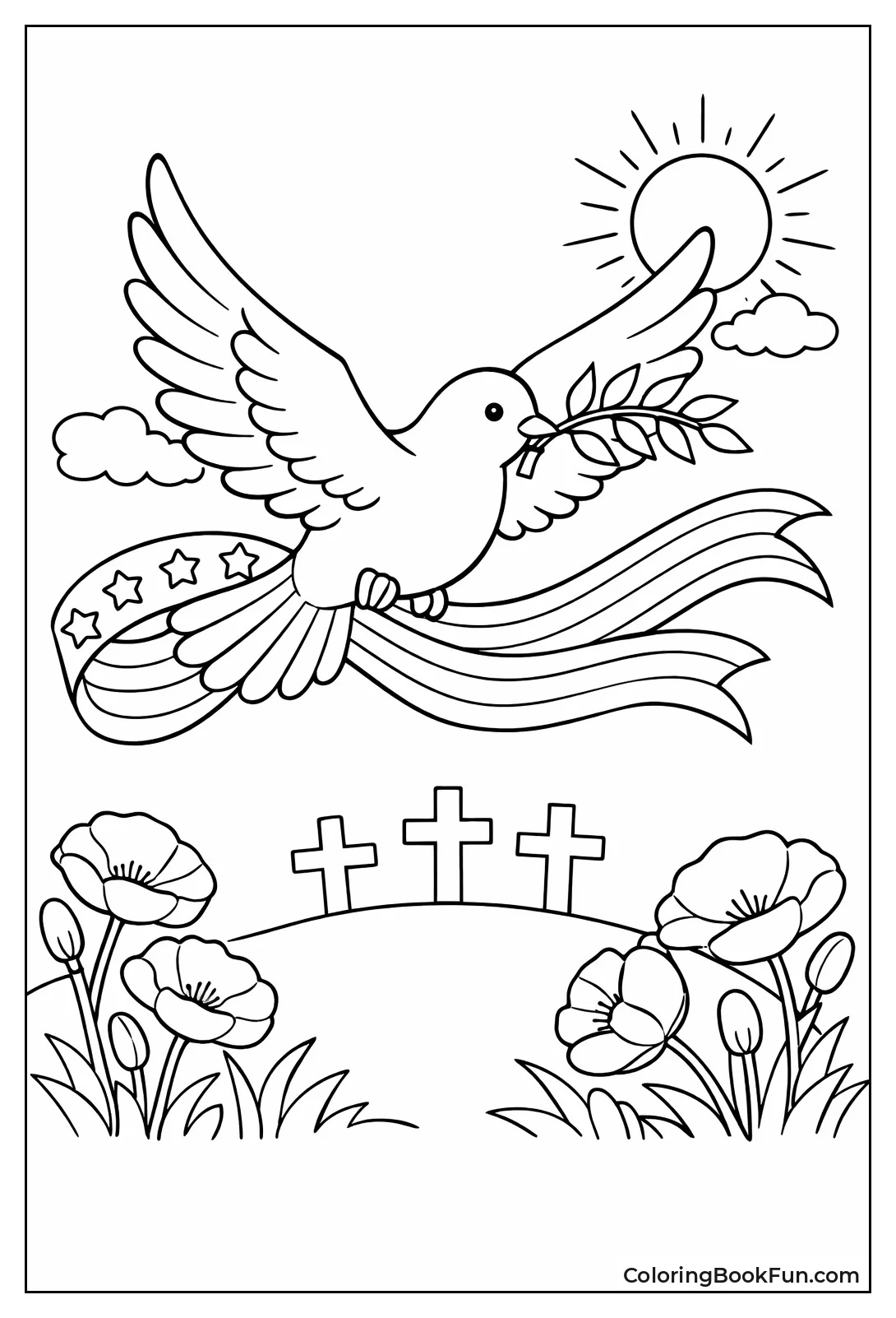 Dove with Patriotic Ribbon