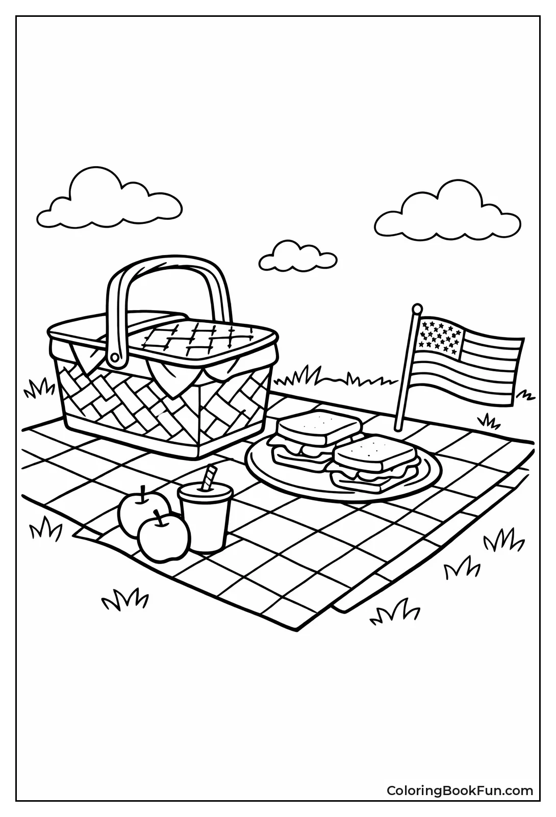 Picnic Blanket with Small Flag