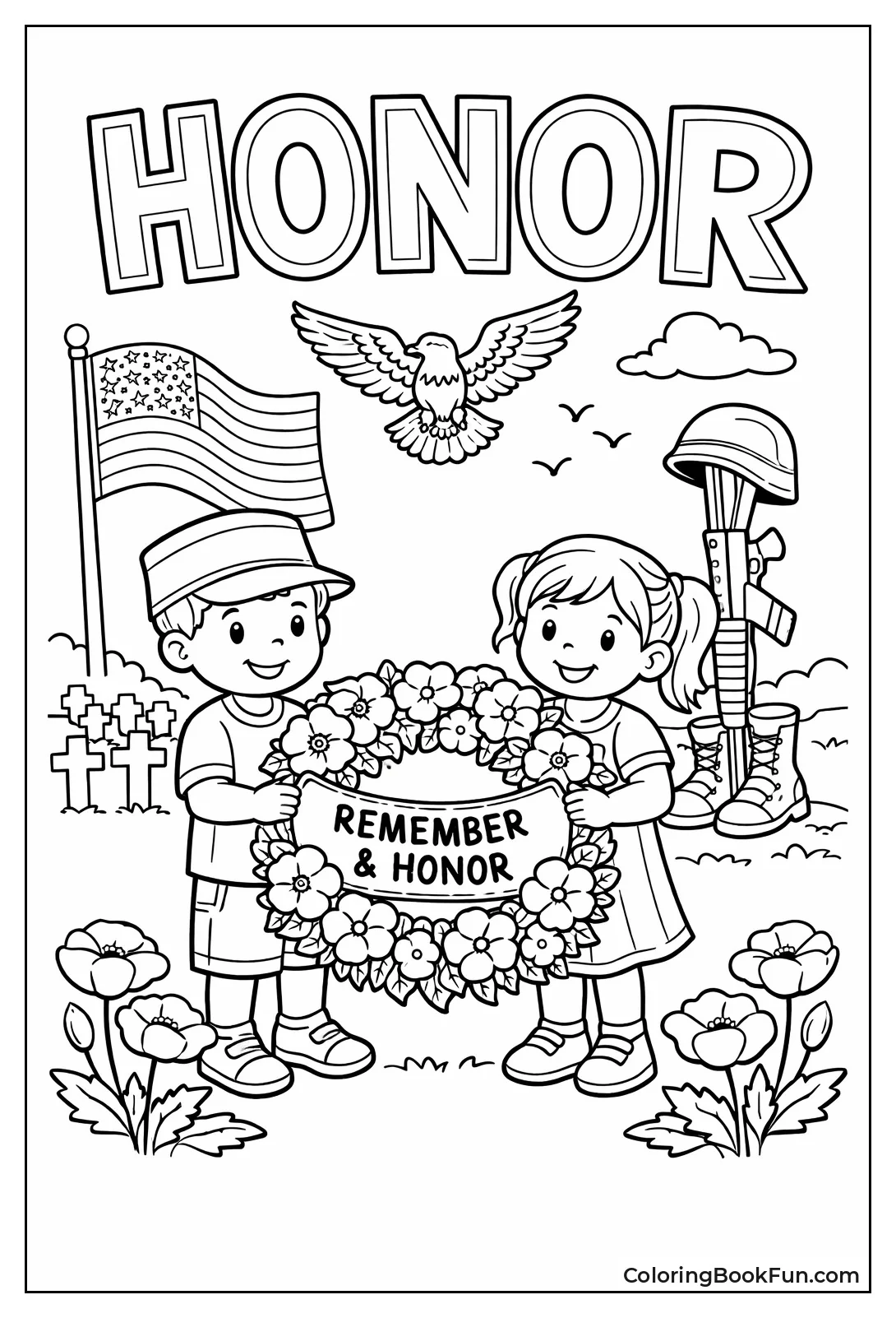 Kids Holding Honor Wreath