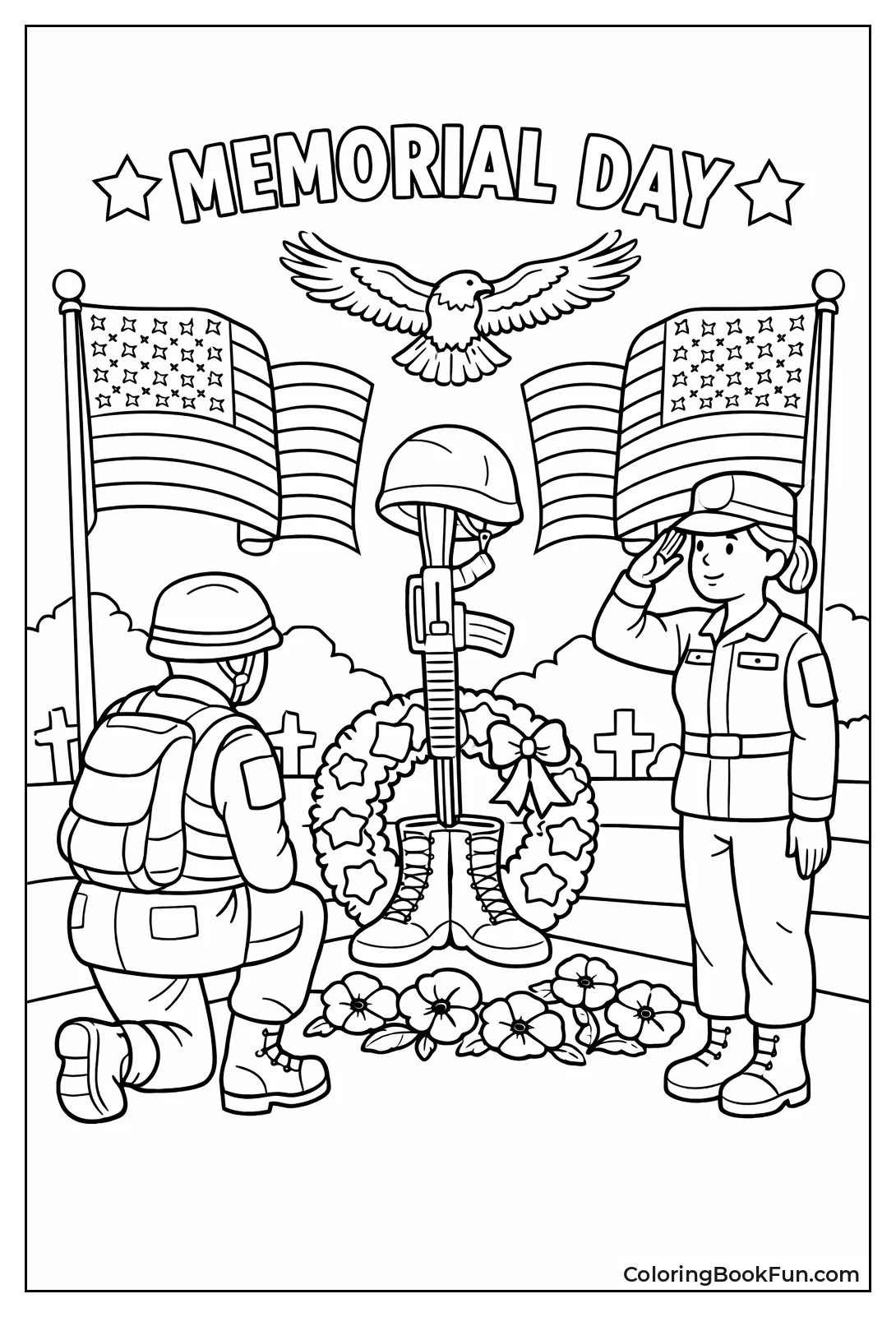 Soldiers at Memorial with Wreaths