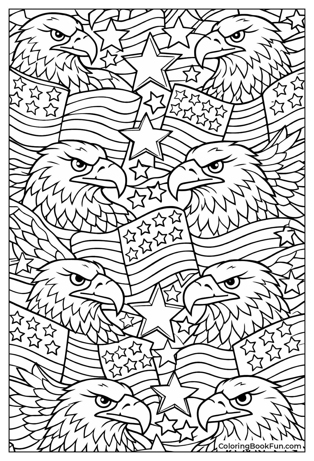 Stars Stripes and Eagles Pattern