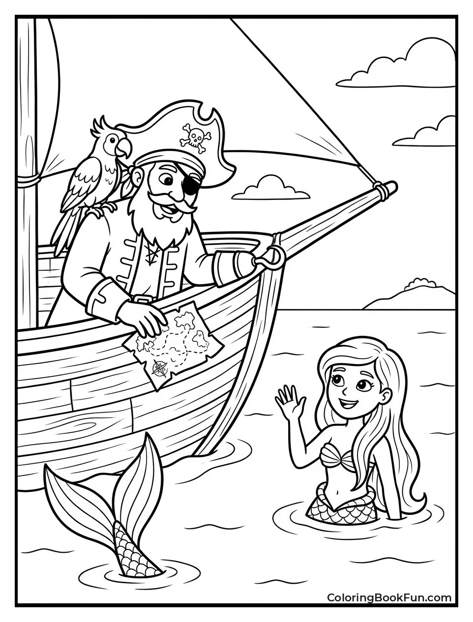 Pirate Talks to Friendly Mermaid