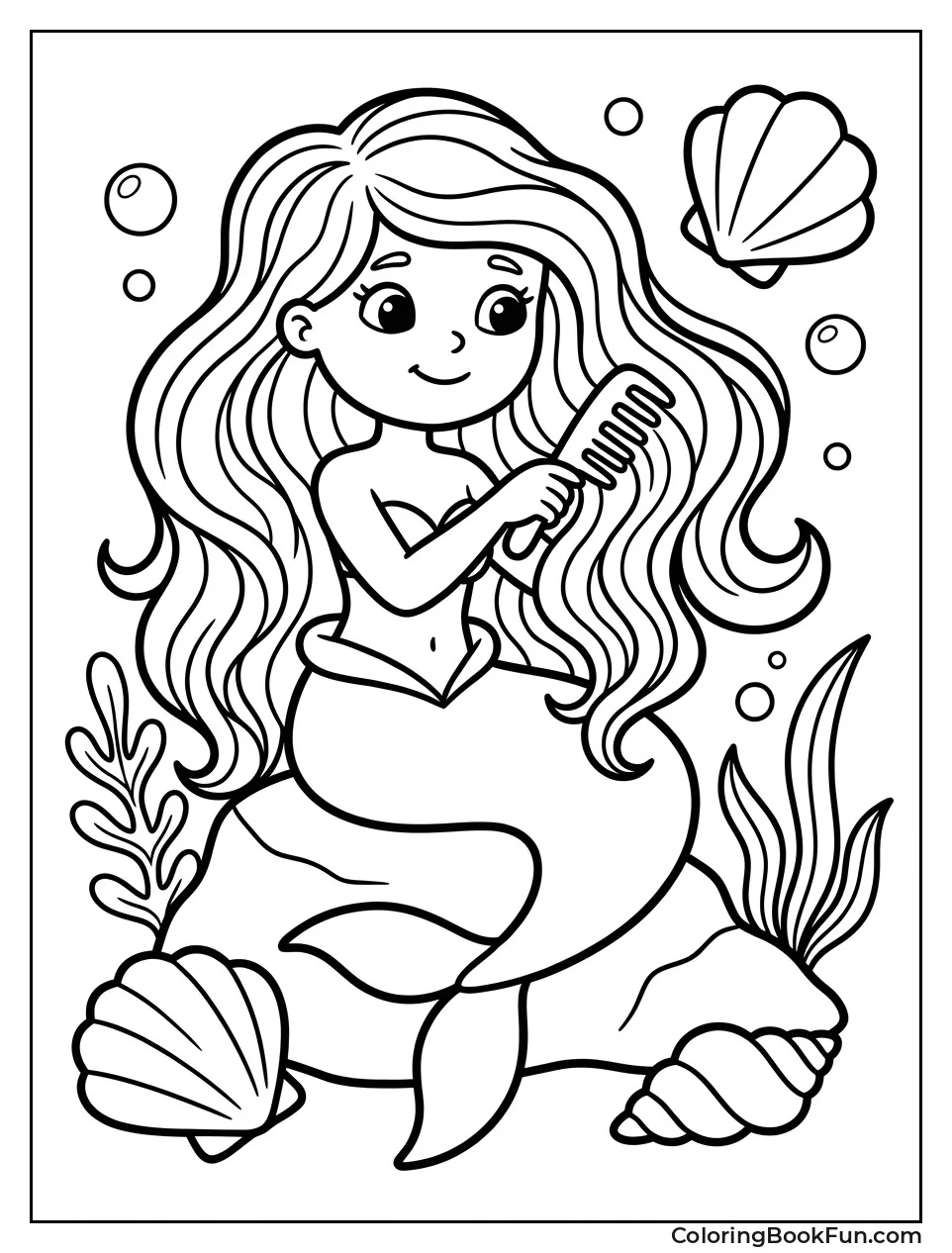 Mermaid Brushing Long Hair