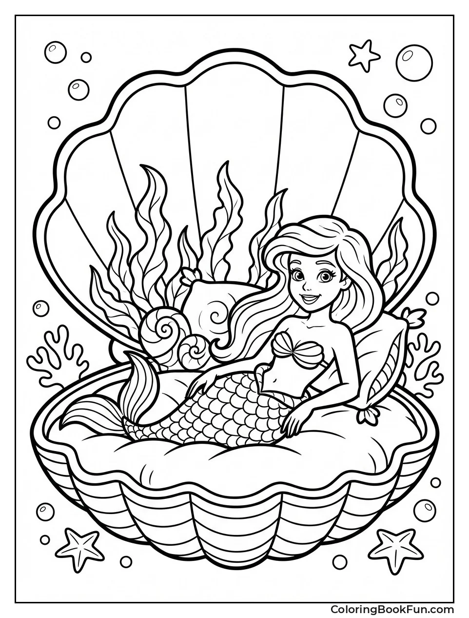 Mermaid Resting in Clamshell