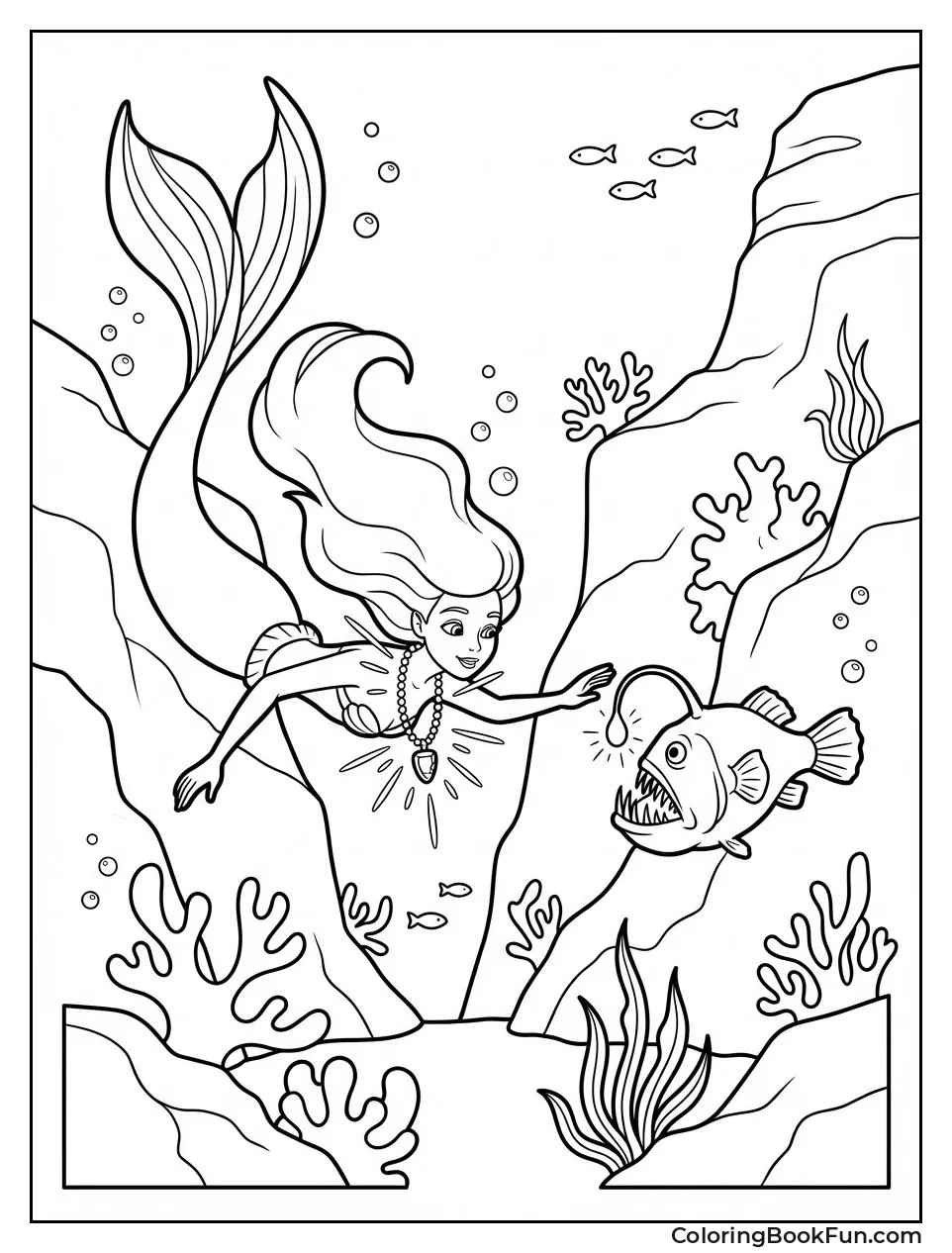 Mermaid Exploring Deep Sea