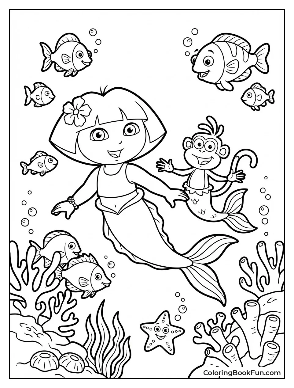 Mermaid Dora Swims Reef