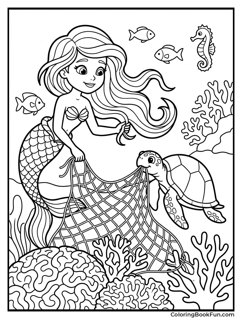 Mermaid Cleaning Ocean Trash