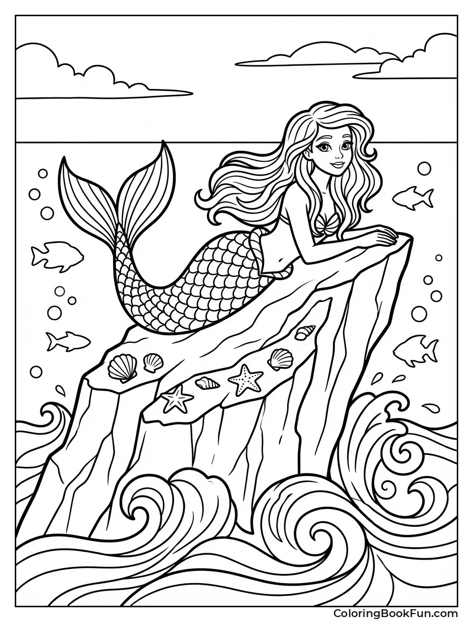 Mermaid Lounging on Rock