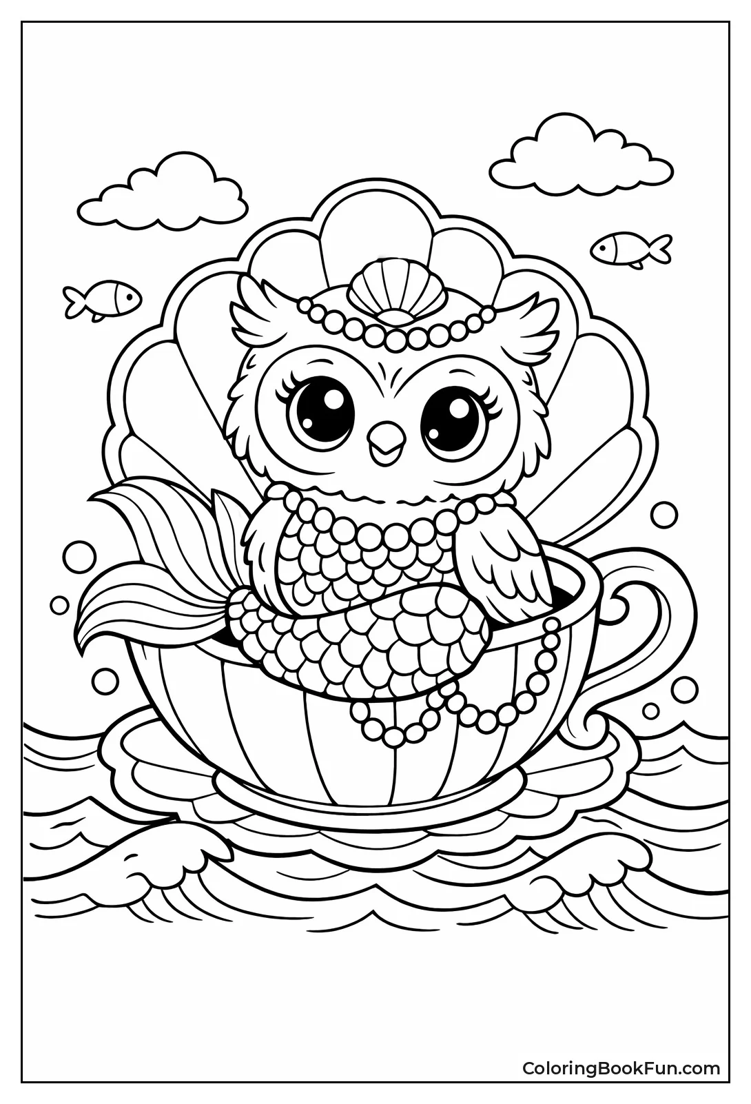 Mermaid Owl in Teacup