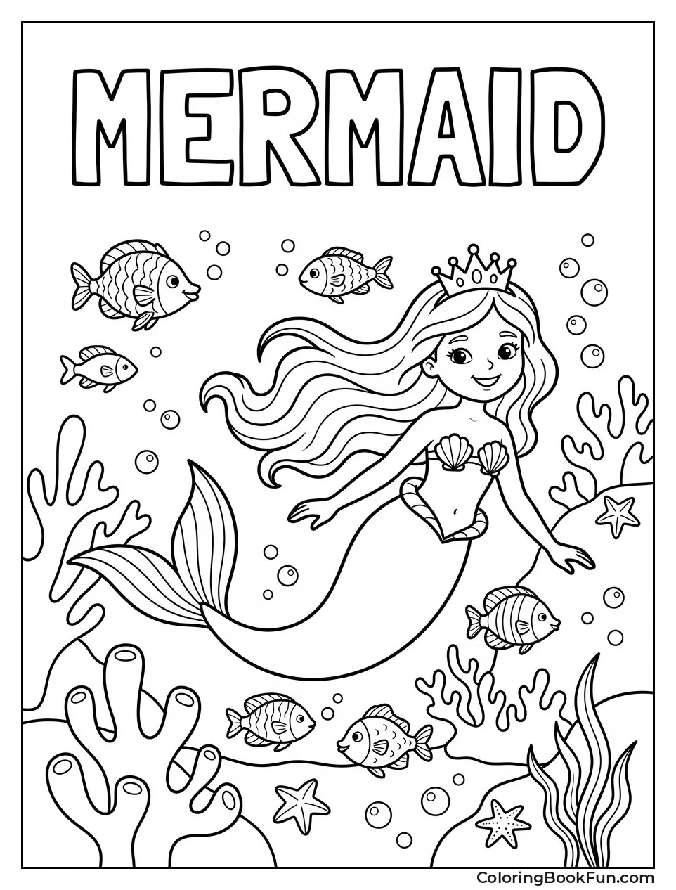 Mermaid Princess Swimming with Fish