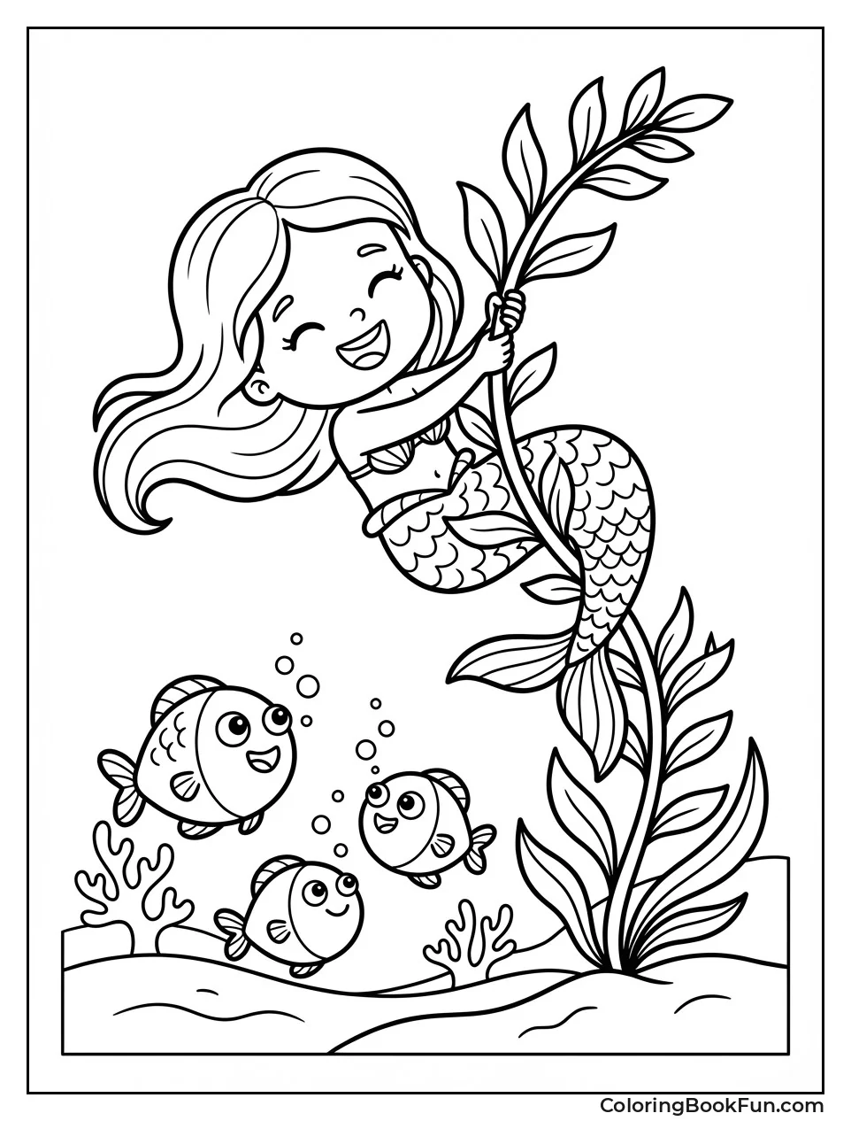 Mermaid Swinging on Seaweed