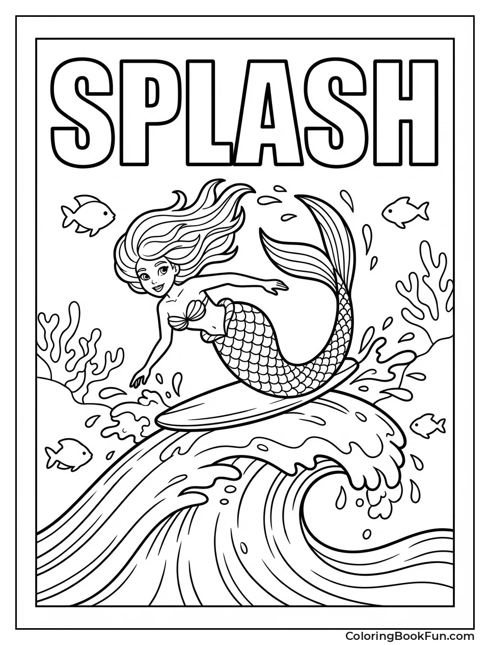 Mermaid Surfing Big Wave