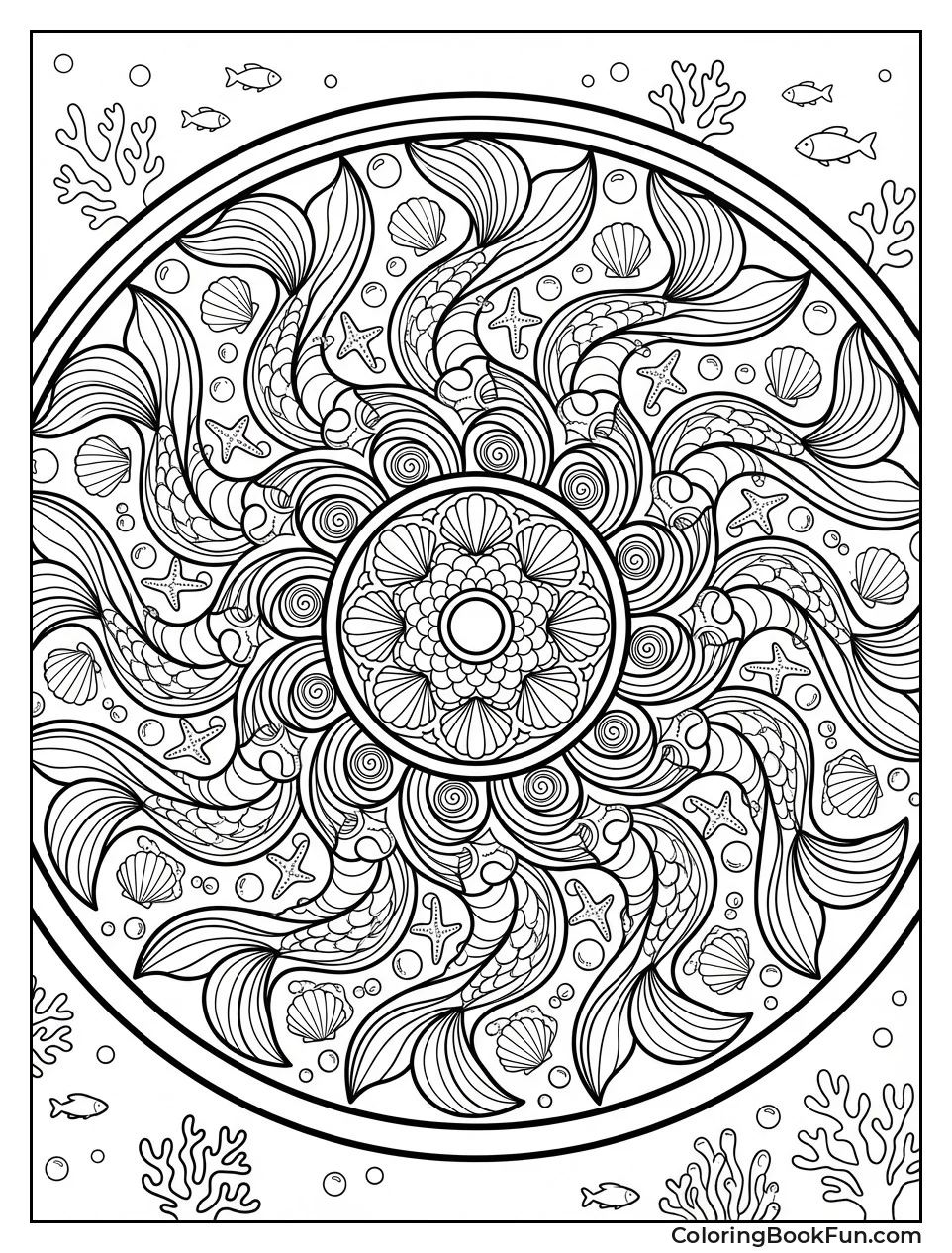 Swirling Mermaid Tail Mandala