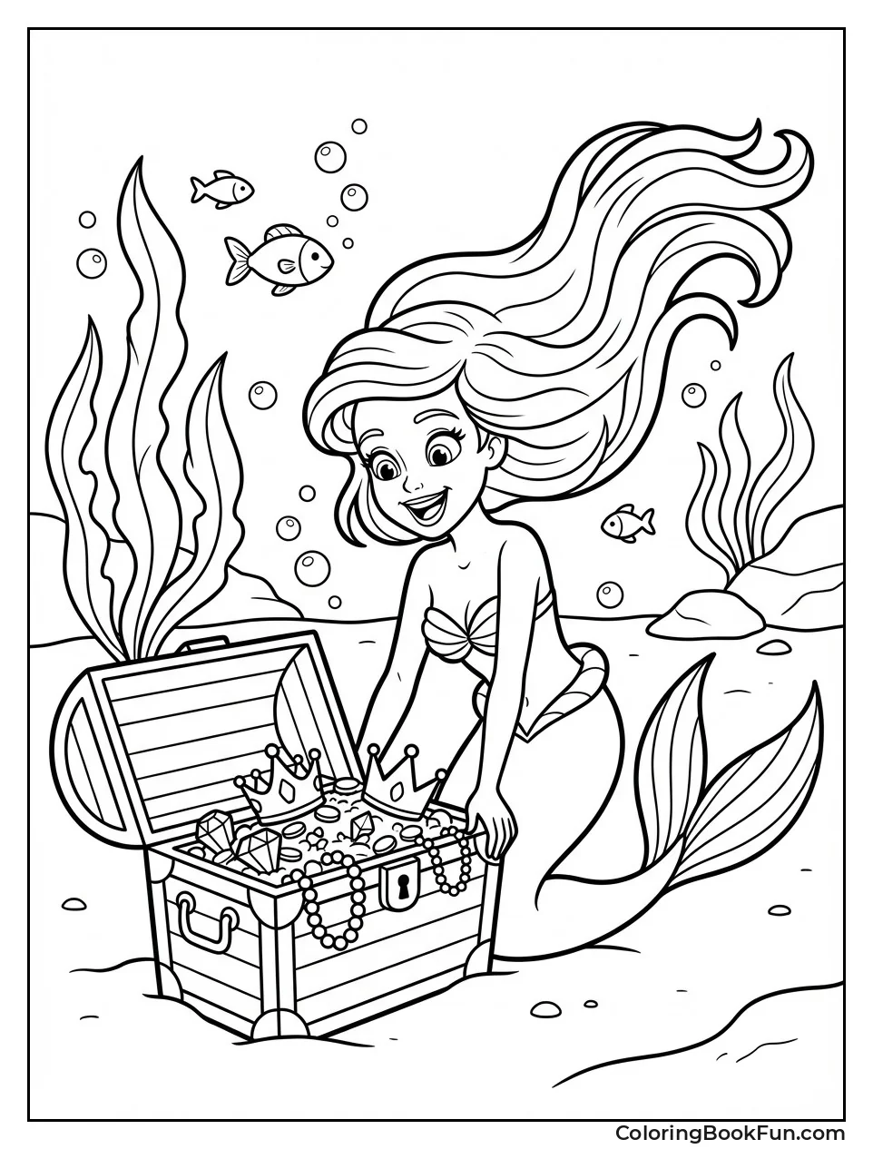 Mermaid Finding Treasure Chest