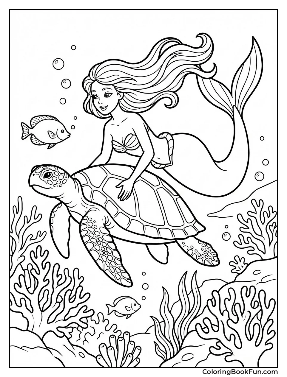 Mermaid on Turtle Shell Ride