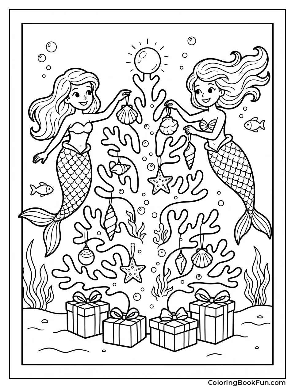 Mermaids Decorating Christmas Tree