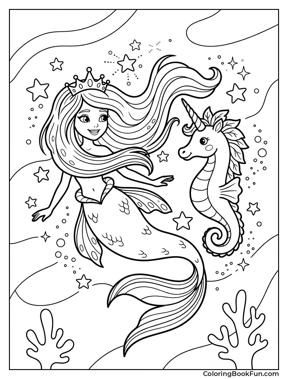 Mermaid with Unicorn Seahorse