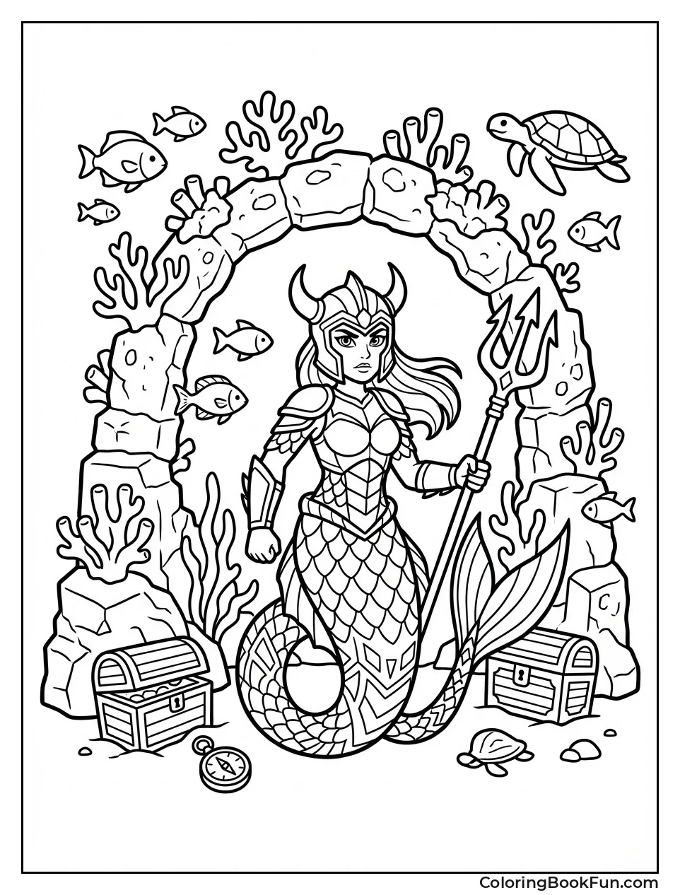 Warrior Mermaid Holding Trident
