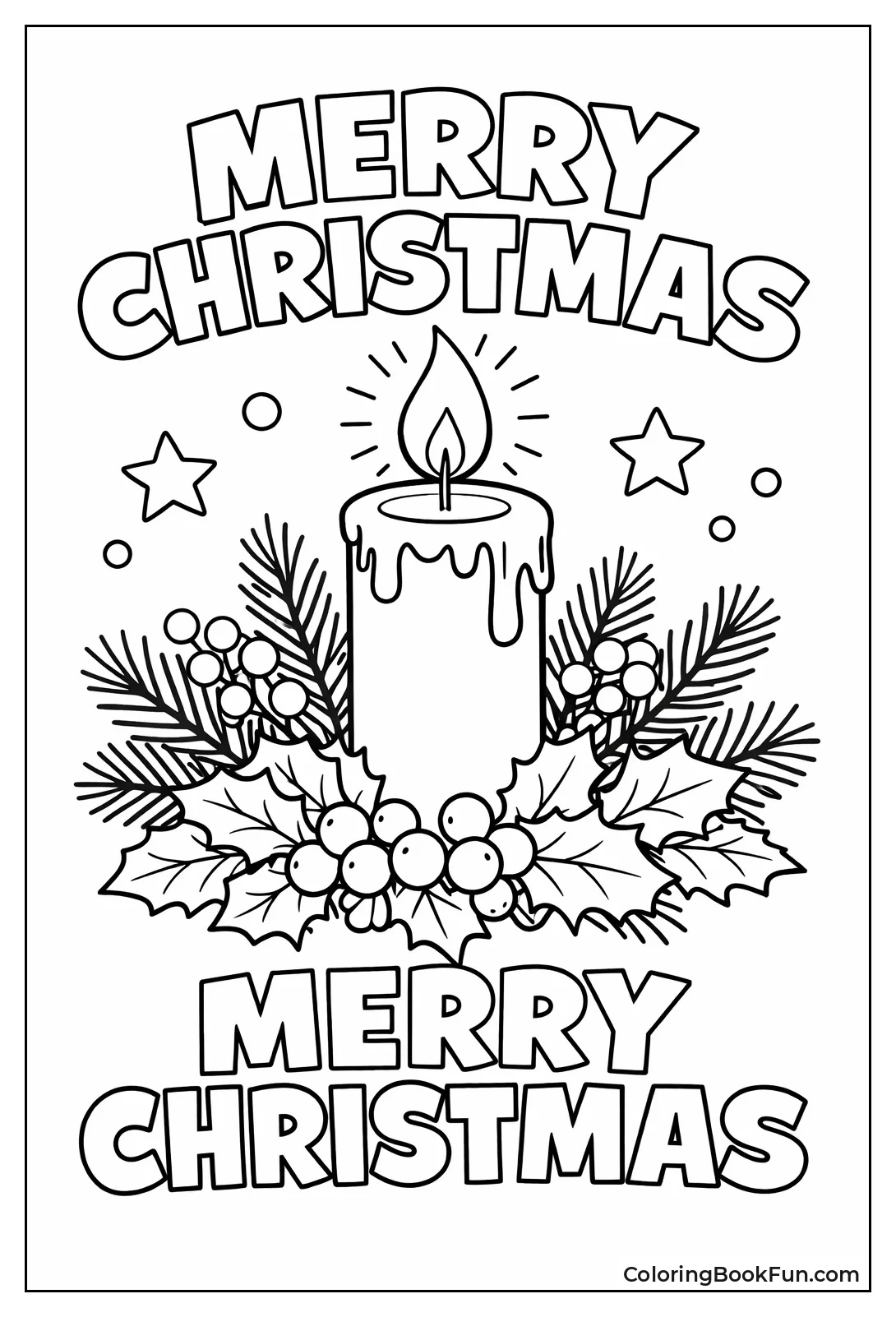 Christmas Candle with Pine Berries