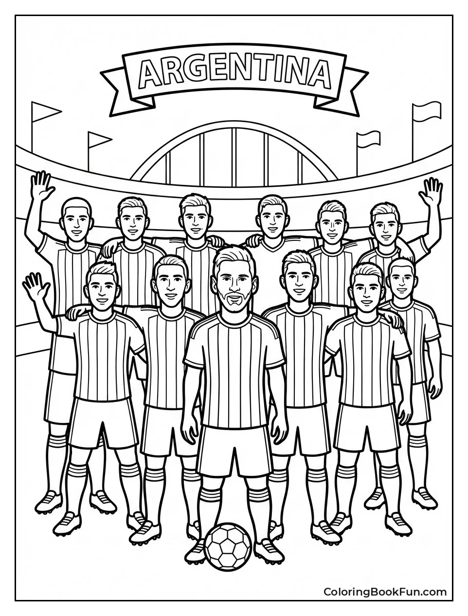 Argentina Team with Messi Center