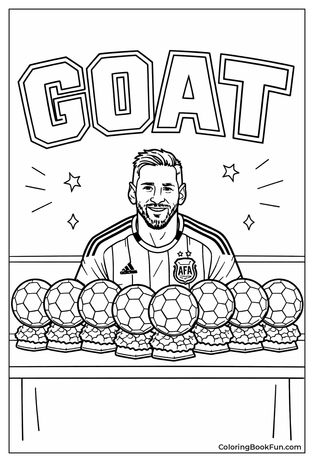 Messi with Eight Ballon d'Or Trophies