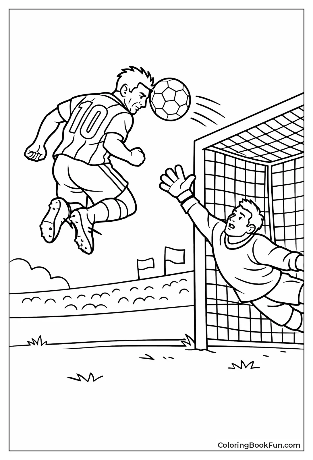 Messi Headers Ball into Goal