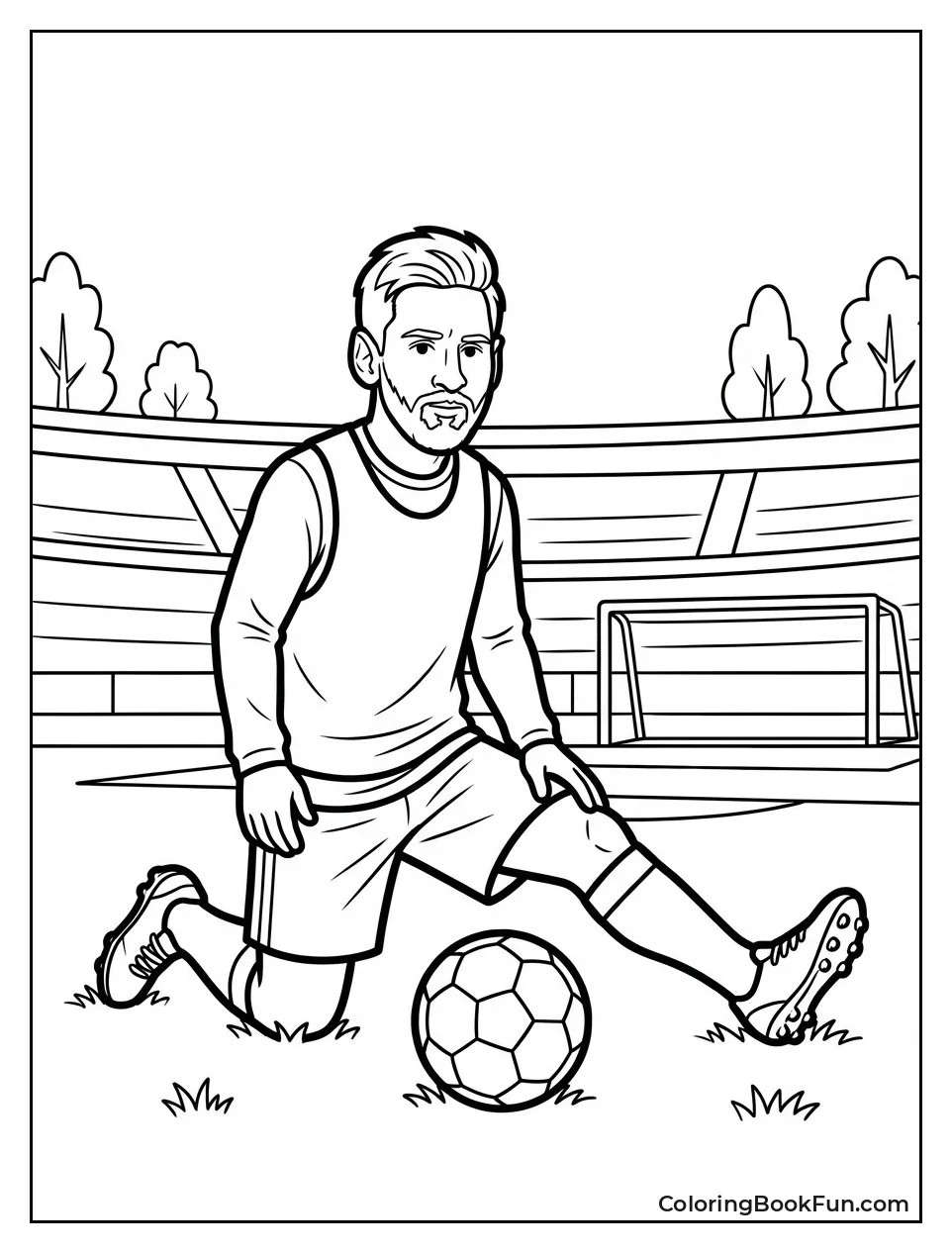 Messi Stretches on Grass