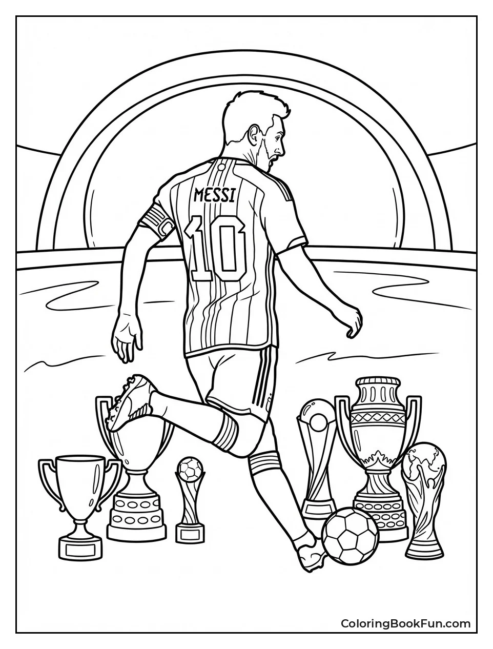 Messi Stands with All Trophies