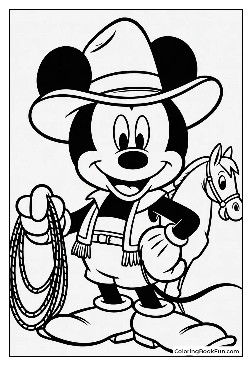 Mickey Mouse Swings Cowboy Lasso