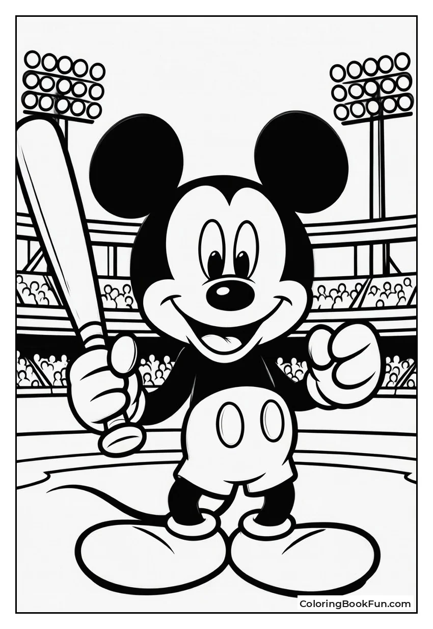 Mickey Swings Bat