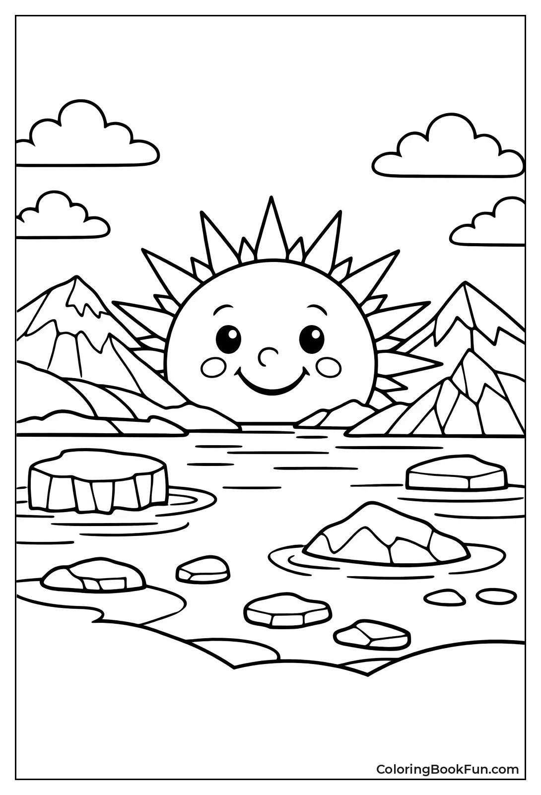 Midnight Sun above Glaciers