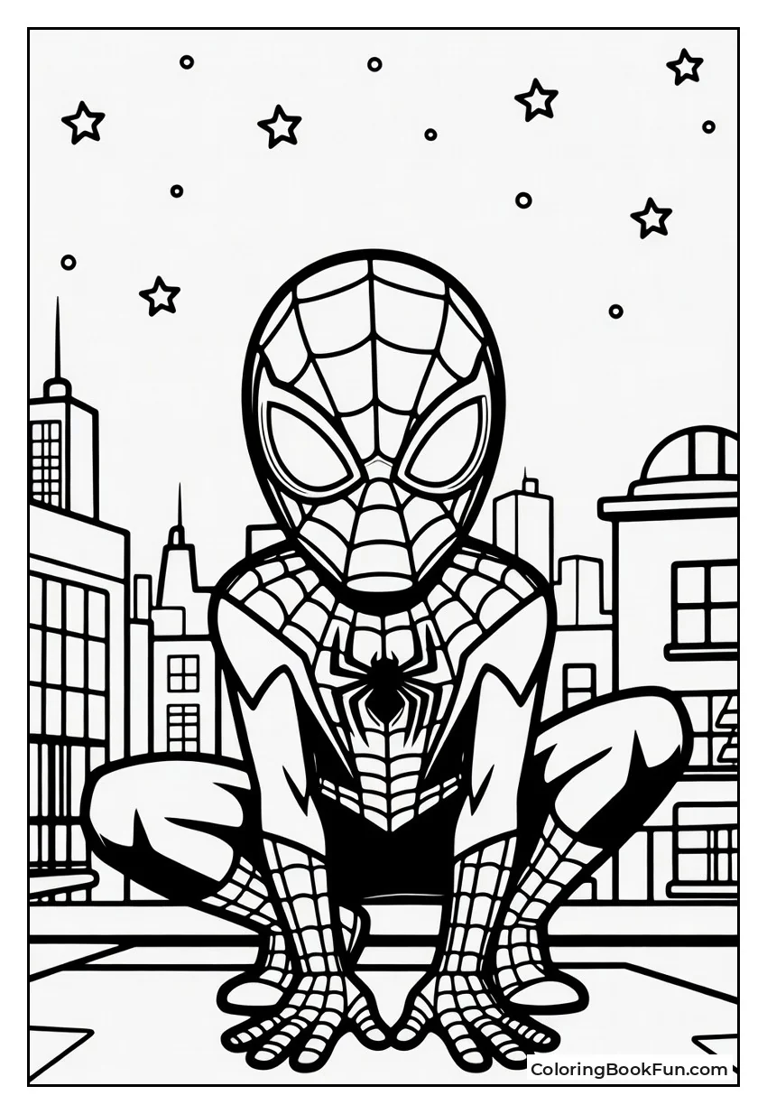 Miles Crouches on Brooklyn Rooftop at Night