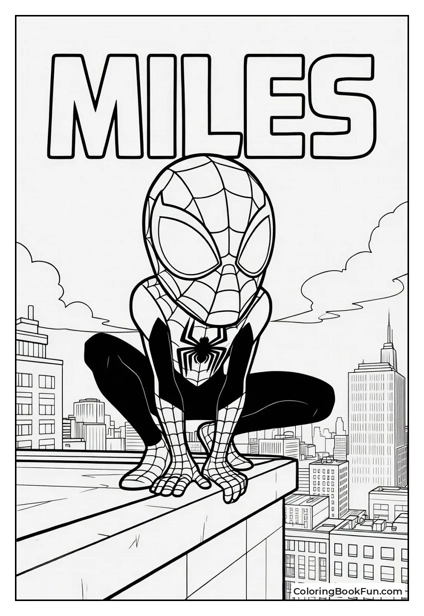 Miles Crouches on Building Ledge