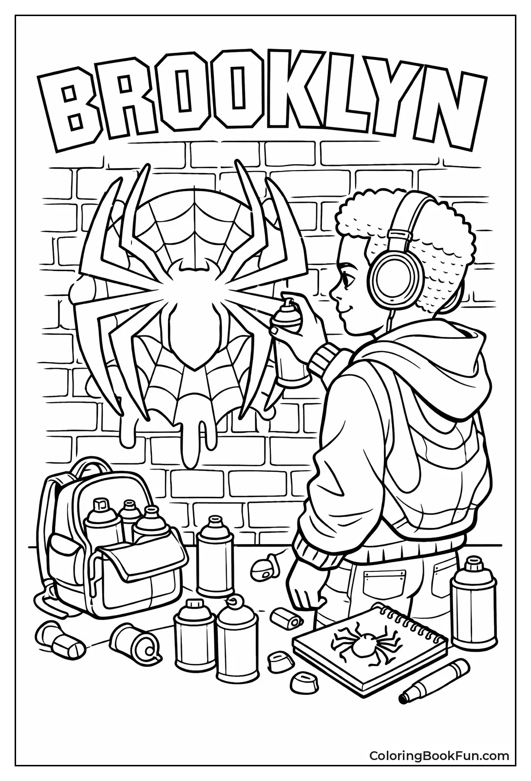 Miles Sprays Spider Graffiti