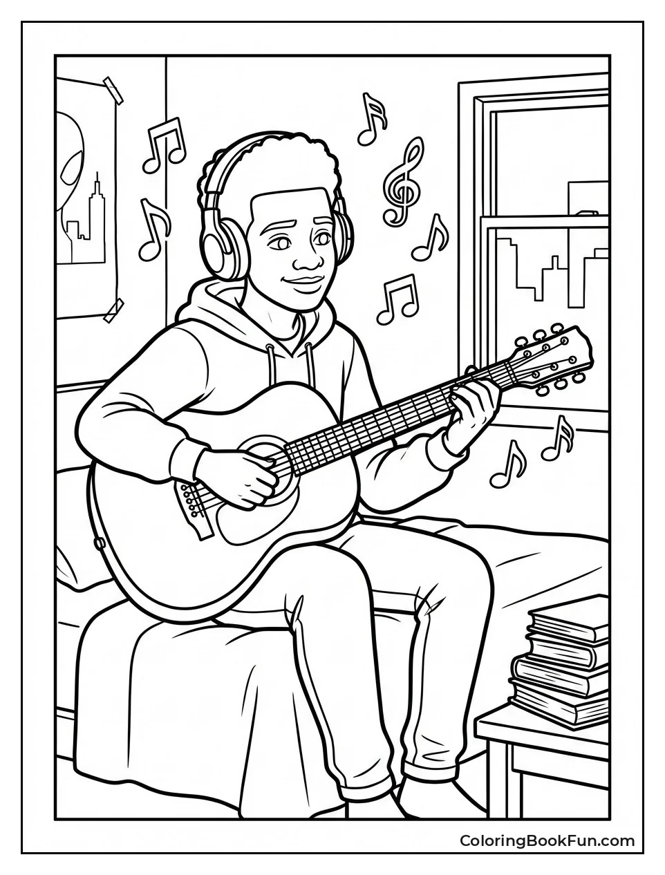 Miles Plays Guitar with Headphones