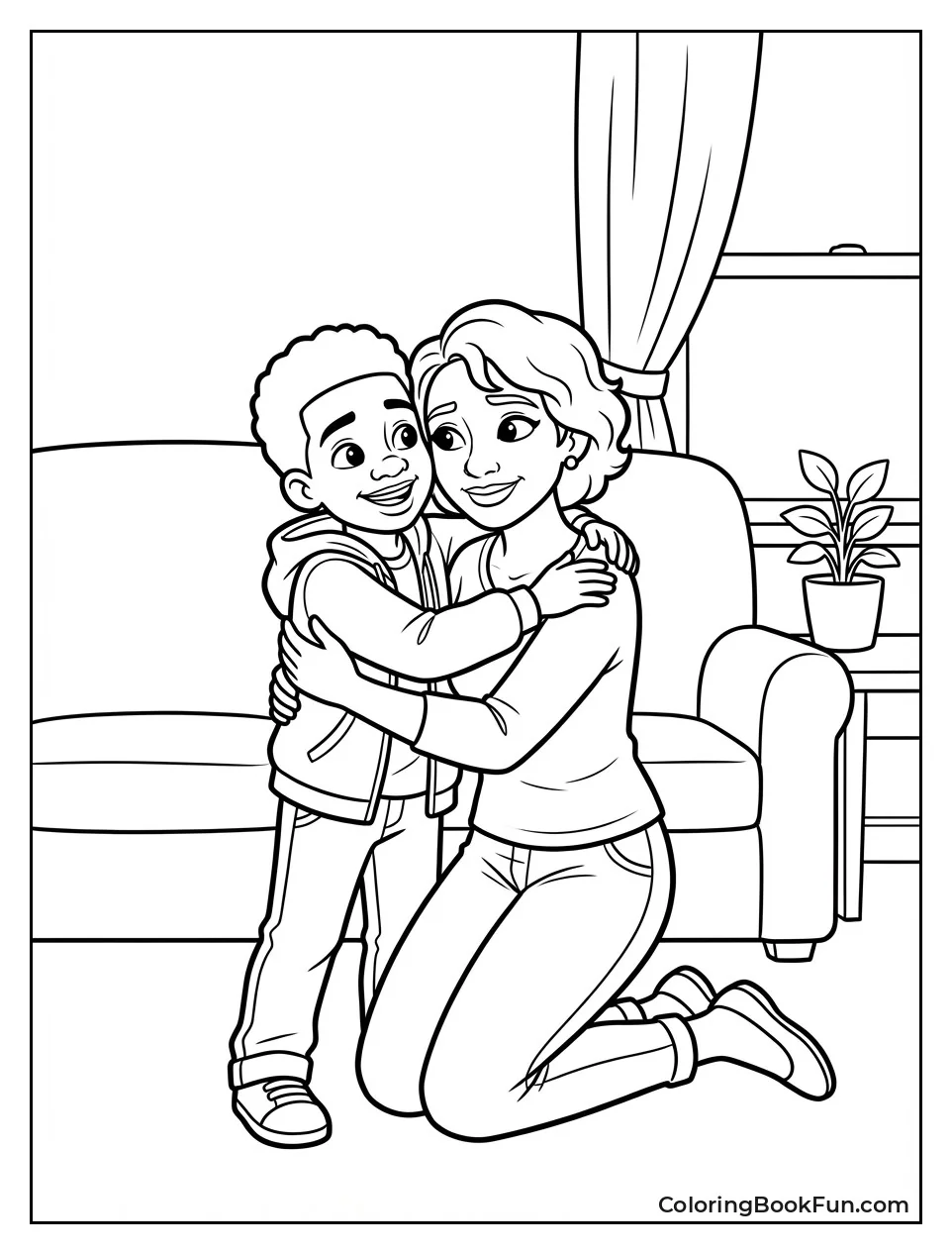 Miles Hugs Mom after Mission