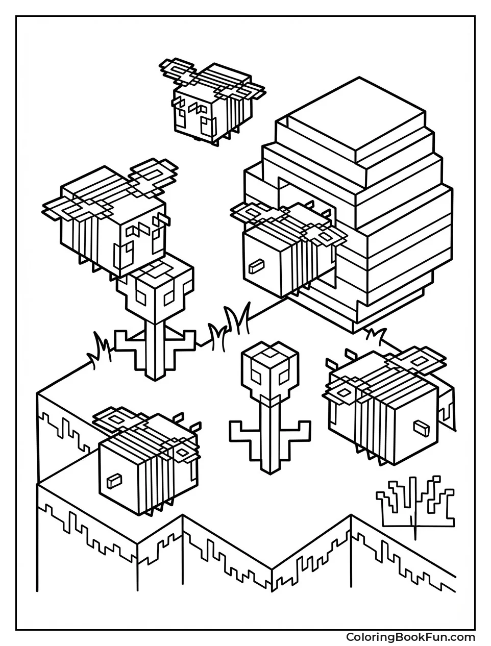 Bees Visit Flower Hive