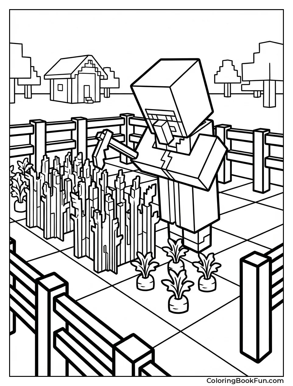 Villager Harvests Wheat Field