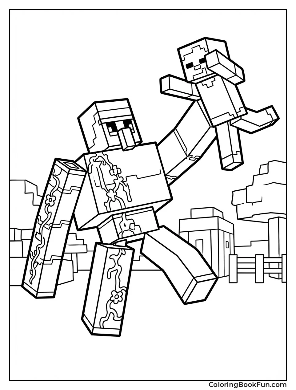 Iron Golem Tosses Zombie