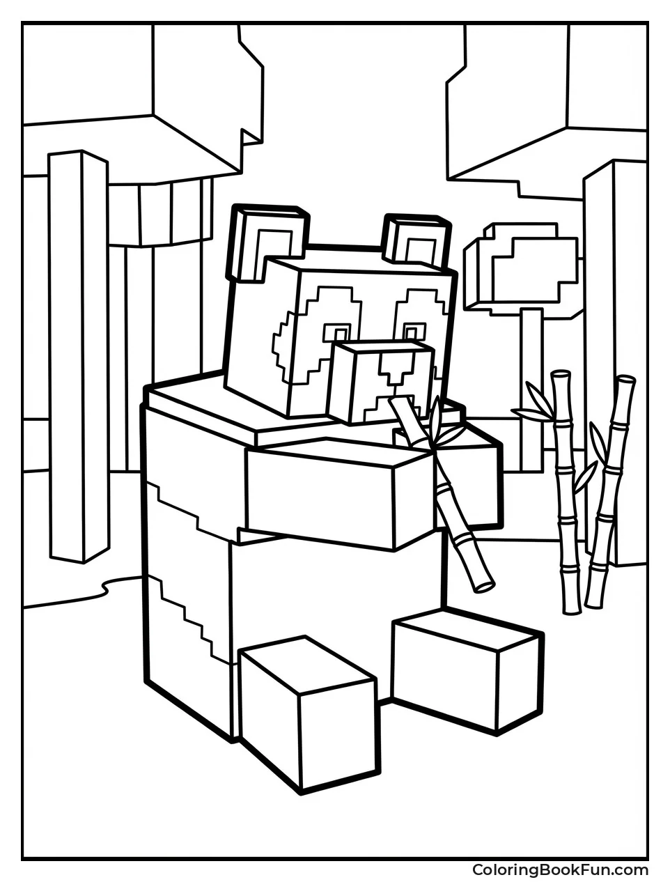 Panda Eats Bamboo Stalks