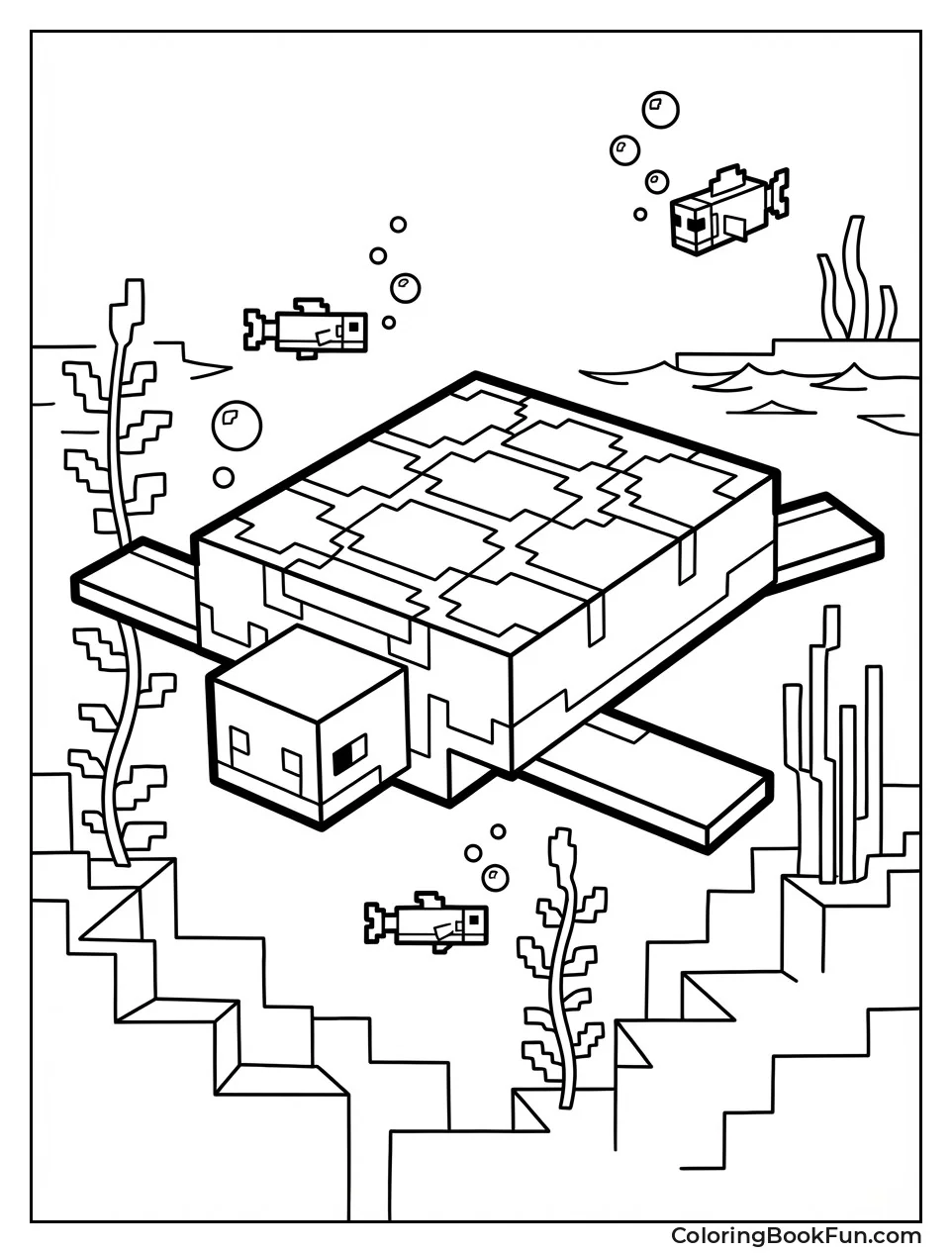 Turtle Swims Ocean Waters